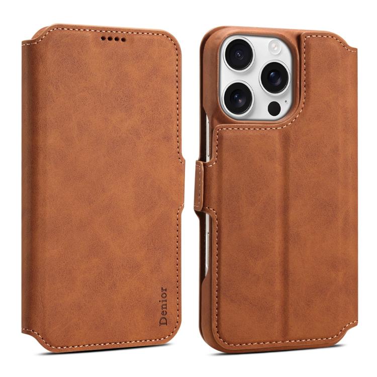 For iPhone 16 Pro Denior B07 MagSafe Detachable Leather Phone Case(Brown) - iPhone 16 Pro Cases by Denior | Online Shopping UK | buy2fix