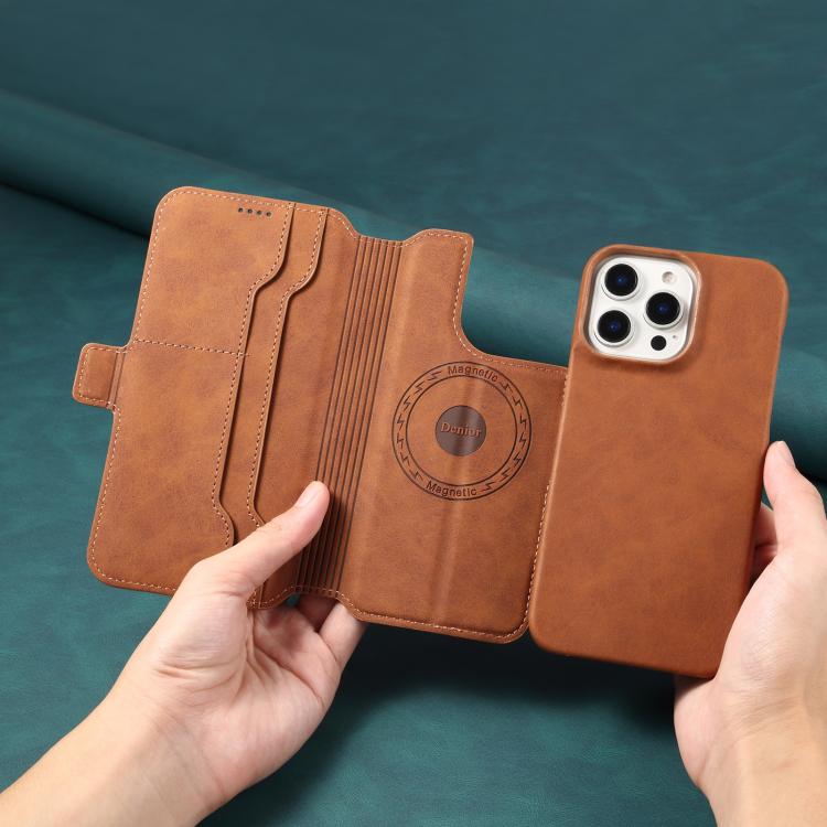 For iPhone 16 Pro Denior B07 MagSafe Detachable Leather Phone Case(Brown) - iPhone 16 Pro Cases by Denior | Online Shopping UK | buy2fix