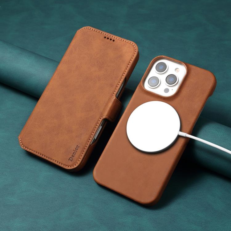 For iPhone 16 Pro Denior B07 MagSafe Detachable Leather Phone Case(Brown) - iPhone 16 Pro Cases by Denior | Online Shopping UK | buy2fix
