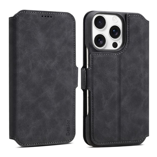 For iPhone 16 Pro Max Denior B07 MagSafe Detachable Leather Phone Case(Black)