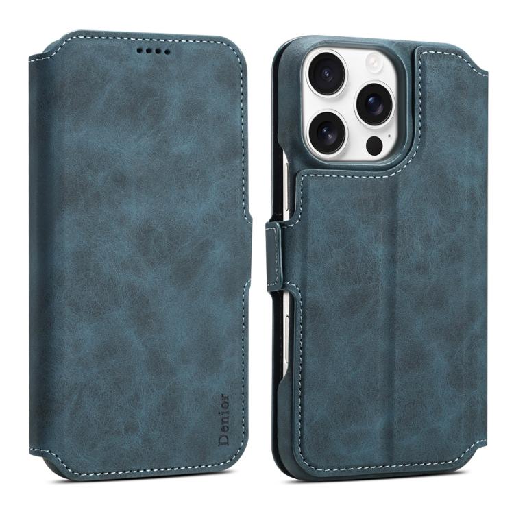 For iPhone 16 Pro Max Denior B07 MagSafe Detachable Leather Phone Case(Blue) - iPhone 16 Pro Max Cases by Denior | Online Shopping UK | buy2fix
