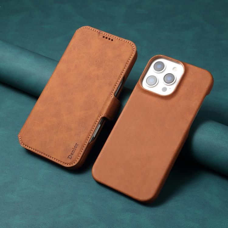 For iPhone 16 Pro Max Denior B07 MagSafe Detachable Leather Phone Case(Brown) - iPhone 16 Pro Max Cases by Denior | Online Shopping UK | buy2fix