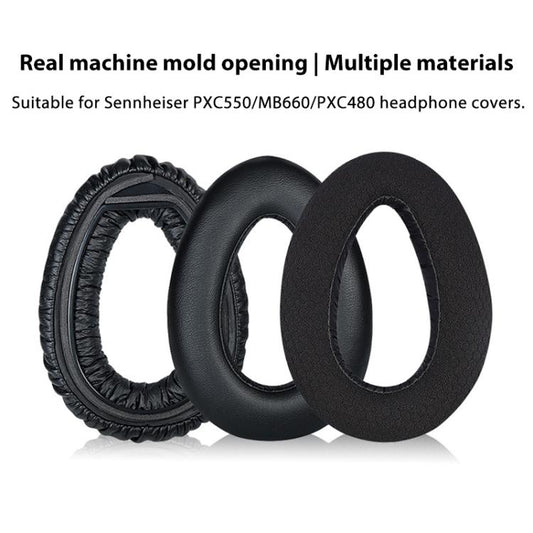 2pcs Snap-on Replacement Earpads For Sennheiser PXC550 / PXC480 / MB660, Material:Lambskin(Black) - Earmuff & Pad by buy2fix | Online Shopping UK | buy2fix
