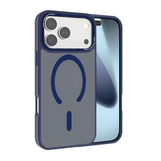 For iPhone 18 Pro Max / 17 Pro Max Kalebol Metal Lens Frame MagSafe Frosted PC Phone Case(Navy Blue)
