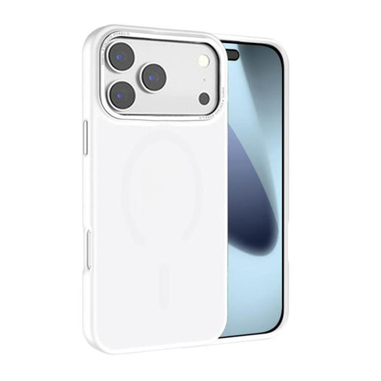 For iPhone 18 Pro Max / 17 Pro Max Kalebol Metal Lens Frame MagSafe Frosted PC Phone Case(Frosted White)