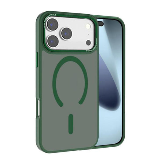 For iPhone 18 Pro / 17 Pro Kalebol Metal Lens Frame MagSafe Frosted PC Phone Case(Dark Green)