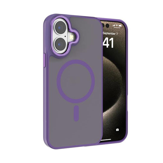 For iPhone 17 Kalebol Metal Lens Frame MagSafe Frosted PC Phone Case(Dark Purple)