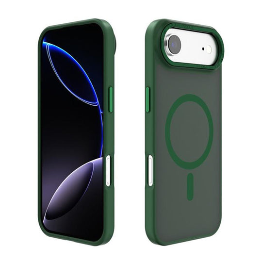 For iPhone 17 Air Kalebol Metal Lens Frame MagSafe Frosted PC Phone Case(Dark Green)
