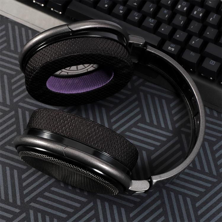 2pcs Snap-on Weaving Mesh Replacement Earpads For Sennheiser HD650 / HD660 S / HD600 / HD6XX / HD58X / HD580 / HD565 / HD545 / HD535(Black Purple) - Earmuff & Pad by buy2fix | Online Shopping UK | buy2fix