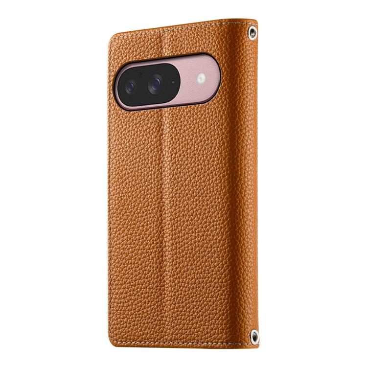 For Google Pixel 9 / 9 Pro / 10 / 10 Pro Stitching Multi-card Zipper Wallet Leather Phone Case with Short Strap(Brown) - Google Cases by buy2fix | Online Shopping UK | buy2fix