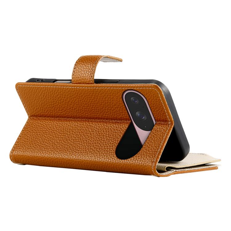 For Google Pixel 9 / 9 Pro / 10 / 10 Pro Stitching Multi-card Zipper Wallet Leather Phone Case with Short Strap(Brown) - Google Cases by buy2fix | Online Shopping UK | buy2fix