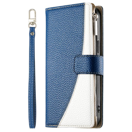 For Google Pixel 9 / 9 Pro / 10 / 10 Pro Stitching Multi-card Zipper Wallet Leather Phone Case with Short Strap(Dark Blue) - Google Cases by buy2fix | Online Shopping UK | buy2fix