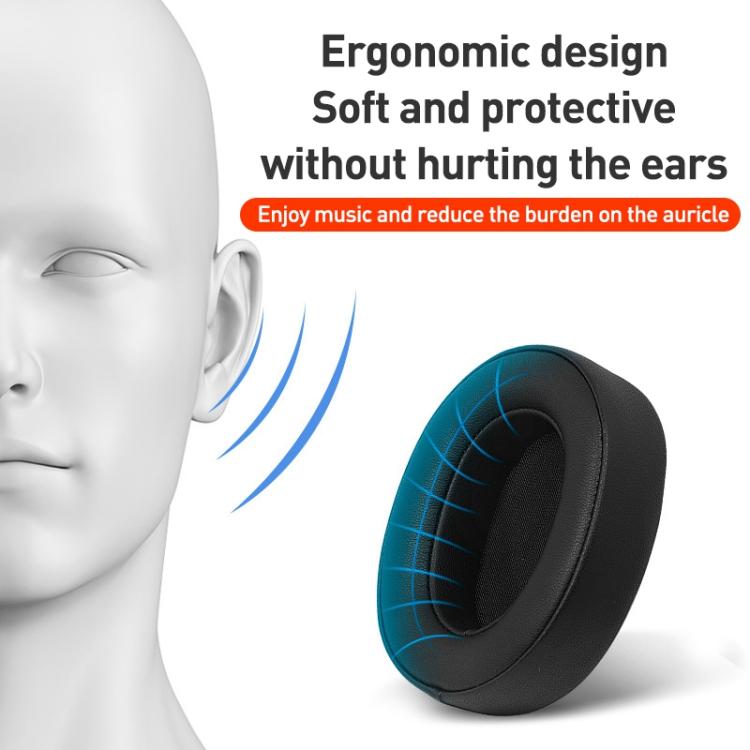 2pcs Spliced Protein Leather Earphone Replacement Earpads Pads For Sony WH-1000XM5(Black) - Earmuff & Pad by buy2fix | Online Shopping UK | buy2fix