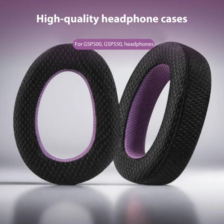2pcs Snap-on Replacement Earpads For Sennheiser GSP500 / GSP550 / GSP600 / GSP670 / EPOS H6 Pro / GSP601 / GSP602, Material:Ice Feeling Leather(Black Purple) - Earmuff & Pad by buy2fix | Online Shopping UK | buy2fix
