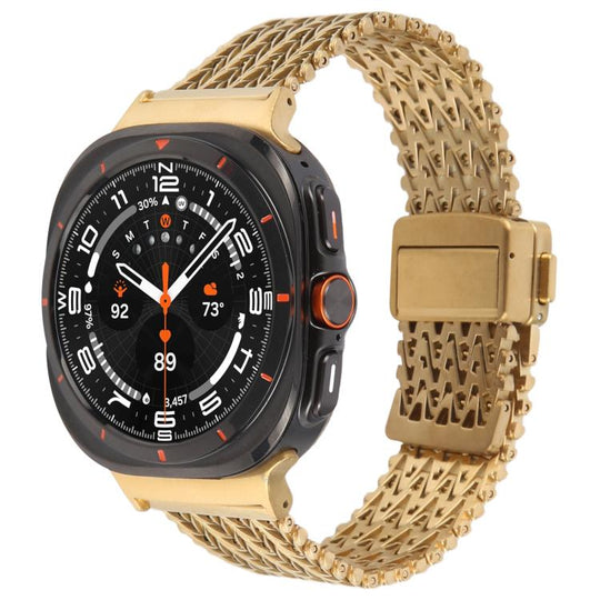 For Galaxy Watch Ultra2 2026 / 2025 / 1 2024 Magnetic Snap Clasp Steel Mesh Metal Watch Band(Gold)