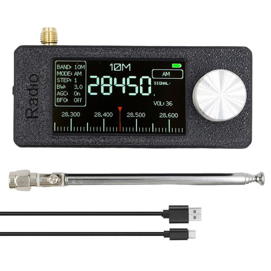 SI4732 1.9 inch IPS Display Portable Radio 0.5-108 MHz LSB USB AM FM Pocket Mini Radio, Type:Telescopic Antenna + USB(Black) - Car Modification by buy2fix | Online Shopping UK | buy2fix