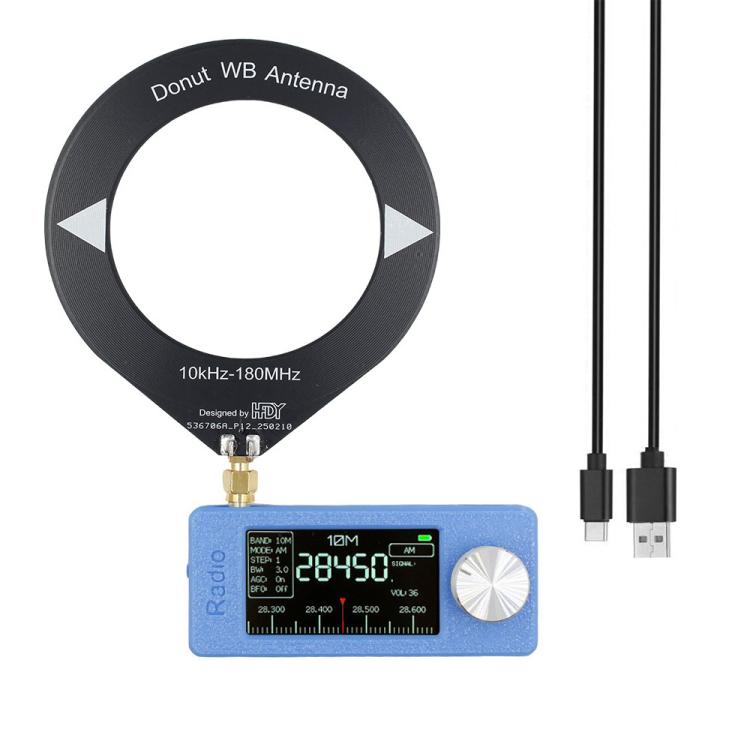 SI4732 1.9 inch IPS Display Portable Radio 0.5-108 MHz LSB USB AM FM Pocket Mini Radio, Type:Black Round Antenna + USB(Blue) - Car Modification by buy2fix | Online Shopping UK | buy2fix