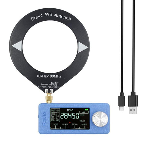SI4732 1.9 inch IPS Display Portable Radio 0.5-108 MHz LSB USB AM FM Pocket Mini Radio, Type:Black Round Antenna + USB(Blue) - Car Modification by buy2fix | Online Shopping UK | buy2fix