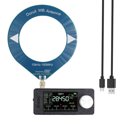 SI4732 1.9 inch IPS Display Portable Radio 0.5-108 MHz LSB USB AM FM Pocket Mini Radio, Type:Blue Round Antenna + USB(Black) - Car Modification by buy2fix | Online Shopping UK | buy2fix