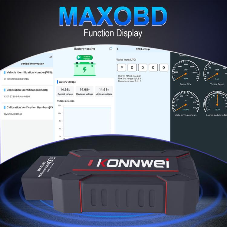 KONNWEI MAXOBD Full Car System Scanner OBD2 Diagnostic Tool Code Read(Black) - Code Readers & Scan Tools by KONNWEI | Online Shopping UK | buy2fix