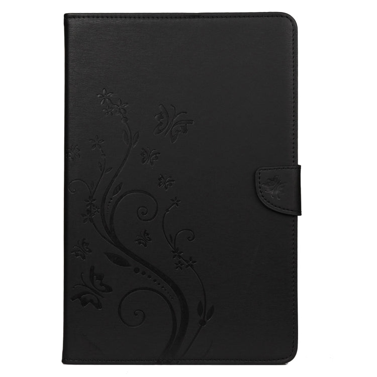 For Samsung Galaxy Tab S8 / Galaxy Tab S7 T870 / T875 Butterfly Flower Embossing Pattern Horizontal Flip Leather Case with Holder & Card Slots & Wallet(Black) by buy2fix
