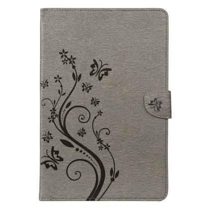For Samsung Galaxy Tab S8 / Galaxy Tab S7 T870 / T875 Butterfly Flower Embossing Pattern Horizontal Flip Leather Case with Holder & Card Slots & Wallet(Grey) by buy2fix