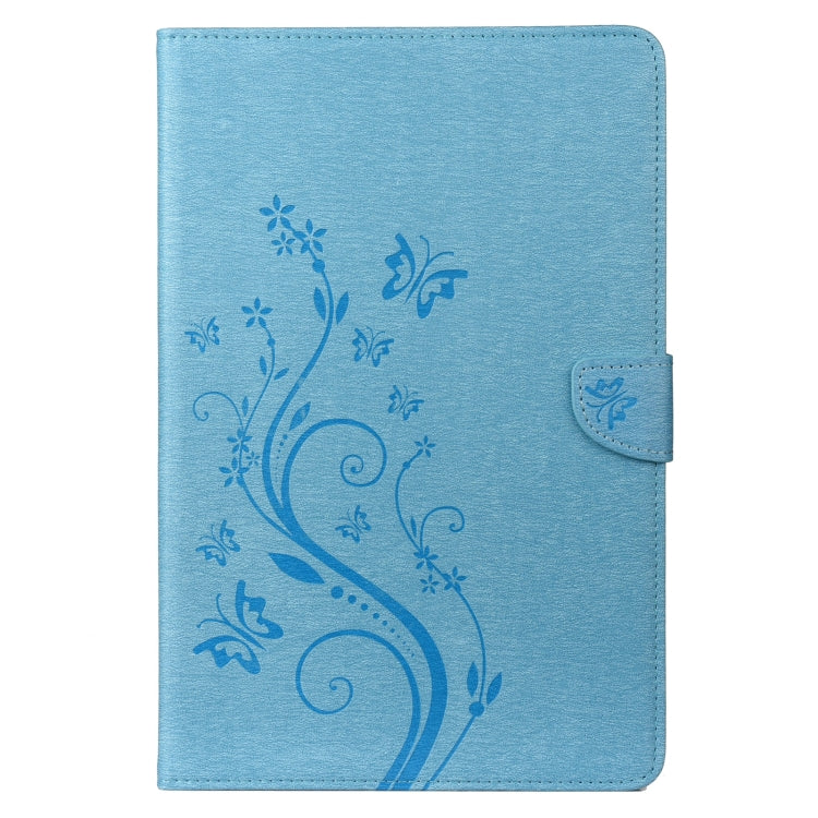 For Samsung Galaxy Tab S8 / Galaxy Tab S7 T870 / T875 Butterfly Flower Embossing Pattern Horizontal Flip Leather Case with Holder & Card Slots & Wallet(Blue) - Galaxy Tab S8 Cases by buy2fix | Online Shopping UK | buy2fix
