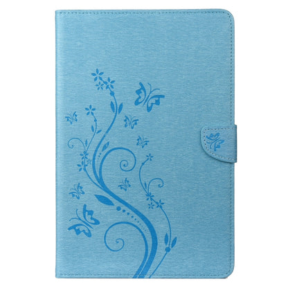 For Samsung Galaxy Tab S8 / Galaxy Tab S7 T870 / T875 Butterfly Flower Embossing Pattern Horizontal Flip Leather Case with Holder & Card Slots & Wallet(Blue) - Galaxy Tab S8 Cases by buy2fix | Online Shopping UK | buy2fix