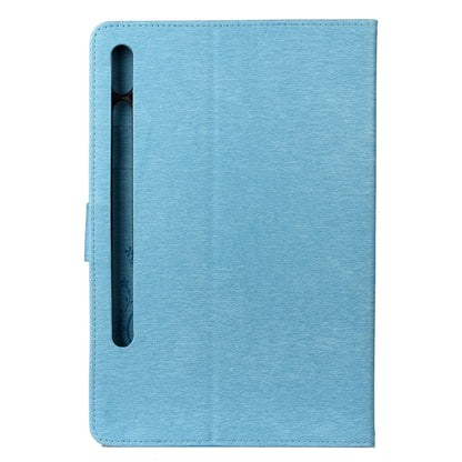 For Samsung Galaxy Tab S8 / Galaxy Tab S7 T870 / T875 Butterfly Flower Embossing Pattern Horizontal Flip Leather Case with Holder & Card Slots & Wallet(Blue) - Galaxy Tab S8 Cases by buy2fix | Online Shopping UK | buy2fix