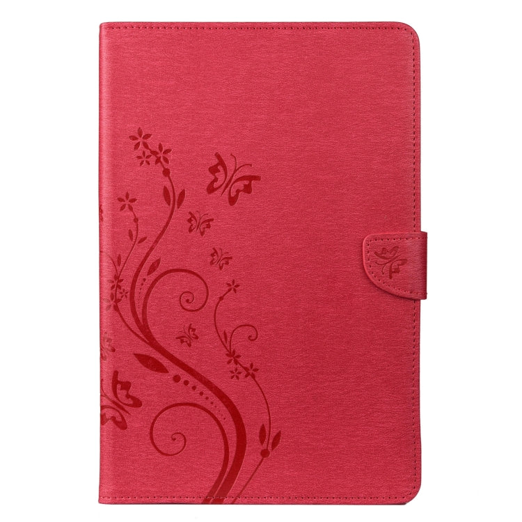 For Samsung Galaxy Tab S8 / Galaxy Tab S7 T870 / T875 Butterfly Flower Embossing Pattern Horizontal Flip Leather Case with Holder & Card Slots & Wallet(Magenta) - Galaxy Tab S8 Cases by buy2fix | Online Shopping UK | buy2fix