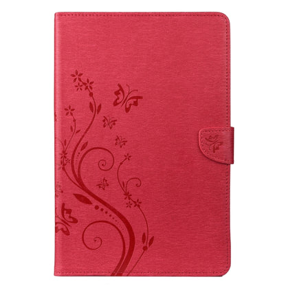For Samsung Galaxy Tab S8 / Galaxy Tab S7 T870 / T875 Butterfly Flower Embossing Pattern Horizontal Flip Leather Case with Holder & Card Slots & Wallet(Magenta) - Galaxy Tab S8 Cases by buy2fix | Online Shopping UK | buy2fix