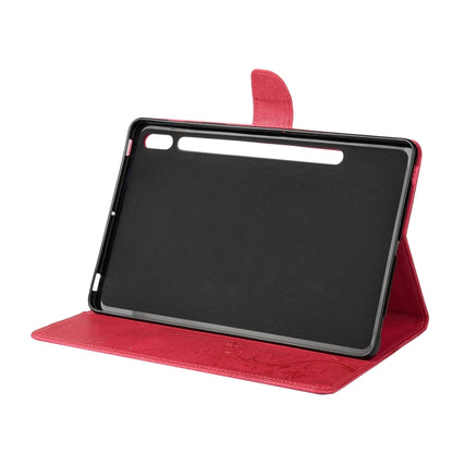 For Samsung Galaxy Tab S8 / Galaxy Tab S7 T870 / T875 Butterfly Flower Embossing Pattern Horizontal Flip Leather Case with Holder & Card Slots & Wallet(Magenta) - Galaxy Tab S8 Cases by buy2fix | Online Shopping UK | buy2fix