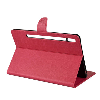 For Samsung Galaxy Tab S8 / Galaxy Tab S7 T870 / T875 Butterfly Flower Embossing Pattern Horizontal Flip Leather Case with Holder & Card Slots & Wallet(Magenta) - Galaxy Tab S8 Cases by buy2fix | Online Shopping UK | buy2fix