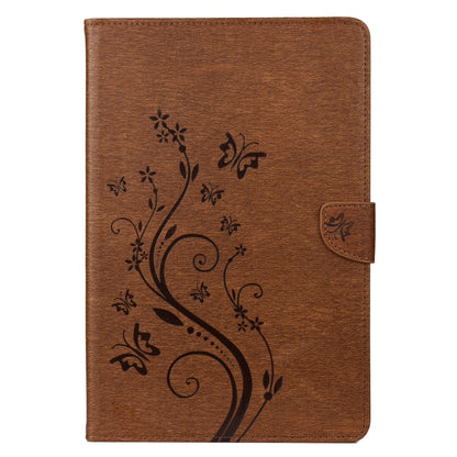 For Samsung Galaxy Tab S8 / Galaxy Tab S7 T870 / T875 Butterfly Flower Embossing Pattern Horizontal Flip Leather Case with Holder & Card Slots & Wallet(Brown) by buy2fix