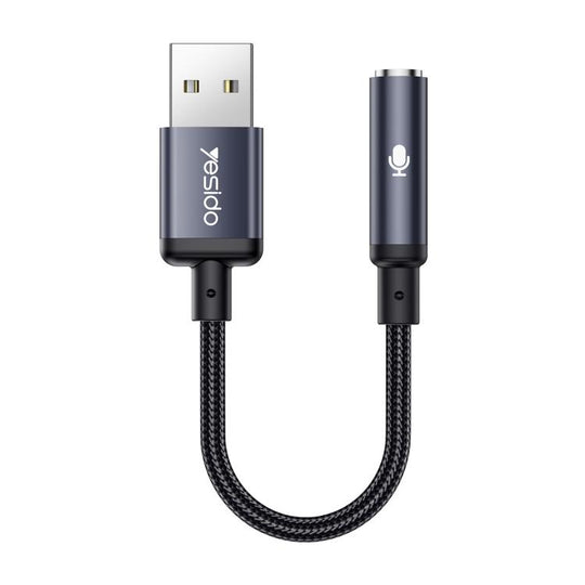 Yesido YAU46 USB to 3.5mm Aluminum Alloy Audio Adapter(Black)