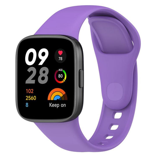 For Redmi Watch 3 xDfind Solid Color Silicone Watch Band, with Button(Purple)