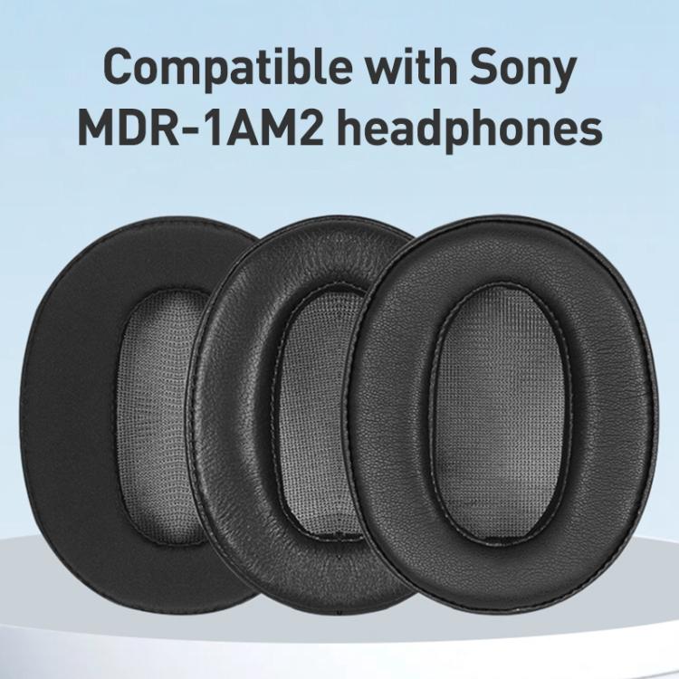 2pcs Lambskin Earphone Replacement Earpads Pads For Sony MDR-1AM2(Black) - Earmuff & Pad by buy2fix | Online Shopping UK | buy2fix