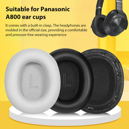 1 Pair Snap-on Protein Leather Replacement Earpads For Panasonic AH-A800(Grey) - Earmuff & Pad by buy2fix | Online Shopping UK | buy2fix