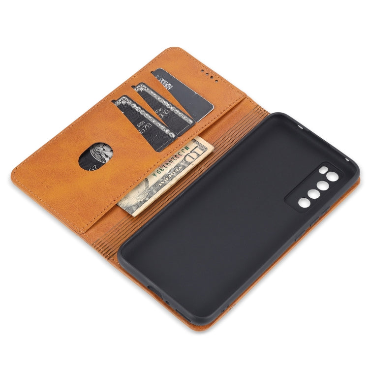 For Huawei Nova 7 AZNS Magnetic Calf Texture Horizontal Flip Leather Case with Card Slots & Holder & Wallet(Light Brown) - Huawei Cases by AZNS | Online Shopping UK | buy2fix