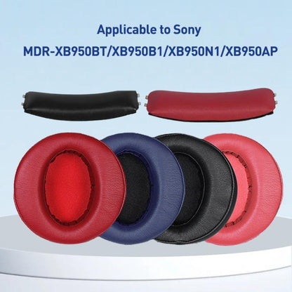 2pcs Football Net Earphone Replacement Earpads Pads For Sony MDR-XB950BT / XB950B1 / XB950N1(Red) - Earmuff & Pad by buy2fix | Online Shopping UK | buy2fix