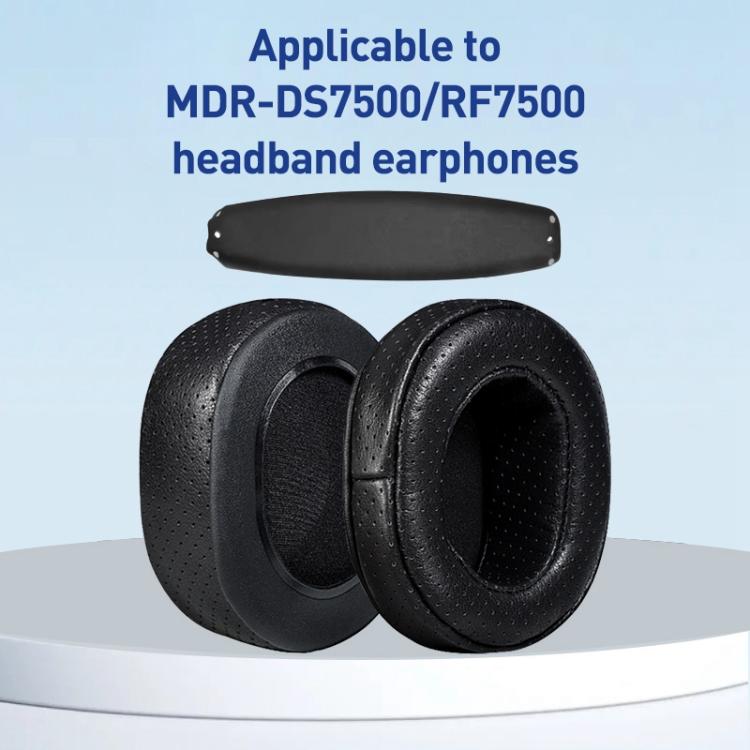 2pcs Cowhide Earphone Replacement Earpads Pads For Sony MDR-DS7500 / RF7500(Black) - Earmuff & Pad by buy2fix | Online Shopping UK | buy2fix