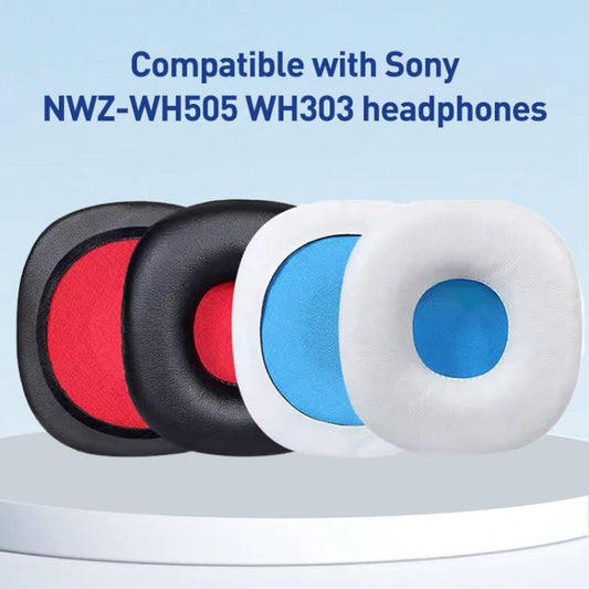 2pcs Protein Leather Earphone Replacement Earpads Pads For Sony NWZ-WH505 / NWZ-WH303(Black Red Net) - Earmuff & Pad by buy2fix | Online Shopping UK | buy2fix