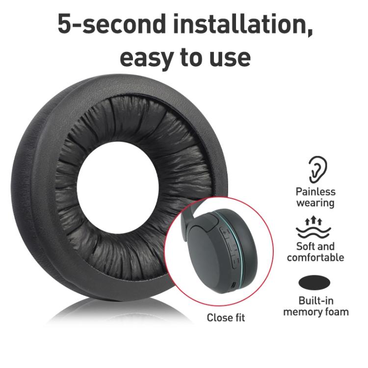 2pcs Protein Leather Earphone Replacement Earpads Pads For Sony WH-CH520(Black) - Earmuff & Pad by buy2fix | Online Shopping UK | buy2fix