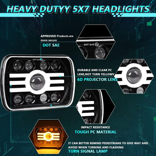 Y19 H4 7 inch Car Sun Style Square Modified Headlight for Jeep Wrangler(Black) - LED Headlamps by buy2fix | Online Shopping UK | buy2fix