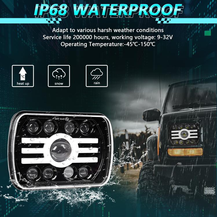 Y19 H4 7 inch Car Sun Style Square Modified Headlight for Jeep Wrangler(Black) - LED Headlamps by buy2fix | Online Shopping UK | buy2fix