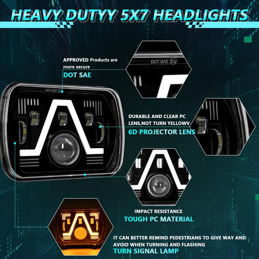 Y24 H4 7 inch Car V-style Square Modified Headlight for Jeep Wrangler(Black) - LED Headlamps by buy2fix | Online Shopping UK | buy2fix