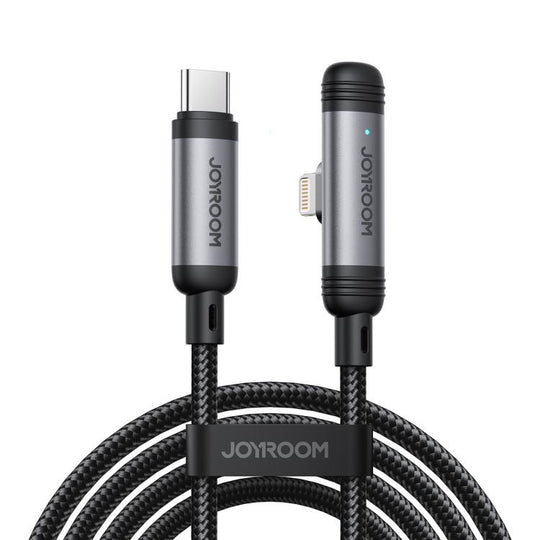 JOYROOM S-A56 EnjoyX Series 30W Type-C to 8 Pin 90 Degree Fast Charging Data Cable, Length:1.2m(Black)
