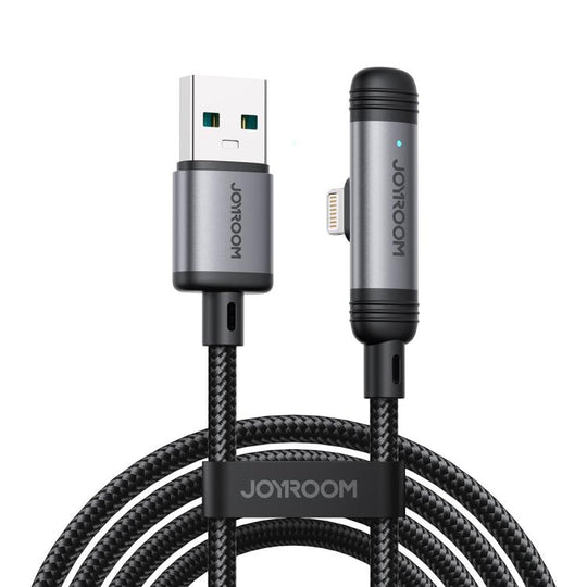 JOYROOM S-A56 EnjoyX Series 3A USB to 8 Pin 90 Degree Fast Charging Data Cable, Length:1.2m(Black)