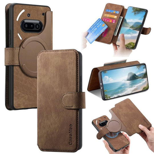 For Nothing Phone 3a CaseNeo MagSafe RFID Anti-theft Retro Leather Phone Case(Brown)