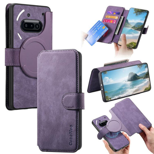 For Nothing Phone 3a CaseNeo MagSafe RFID Anti-theft Retro Leather Phone Case(Purple)